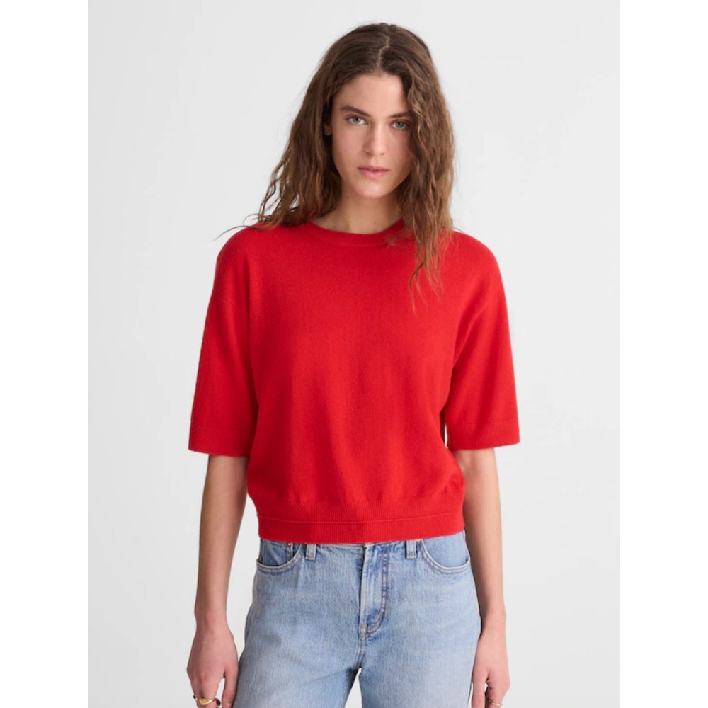 Madewell | NWT 100% Cashmere Relaxed Sweater Tee Ruby Red | Sz XXS